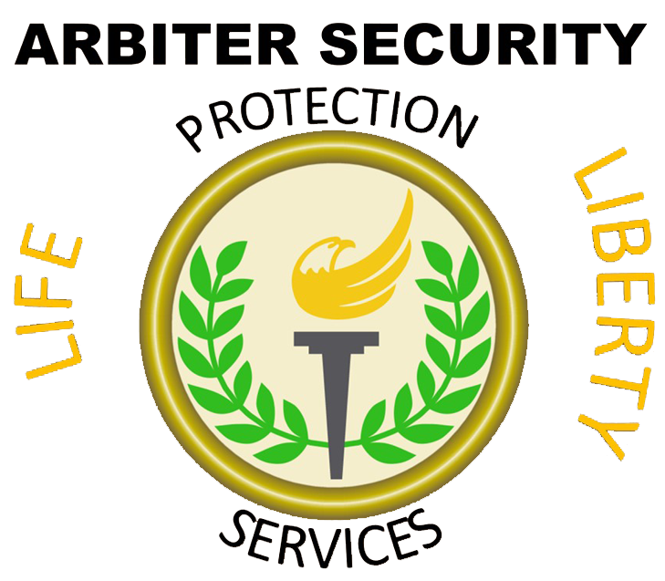 A picture of the logo for arbiter security protection services.